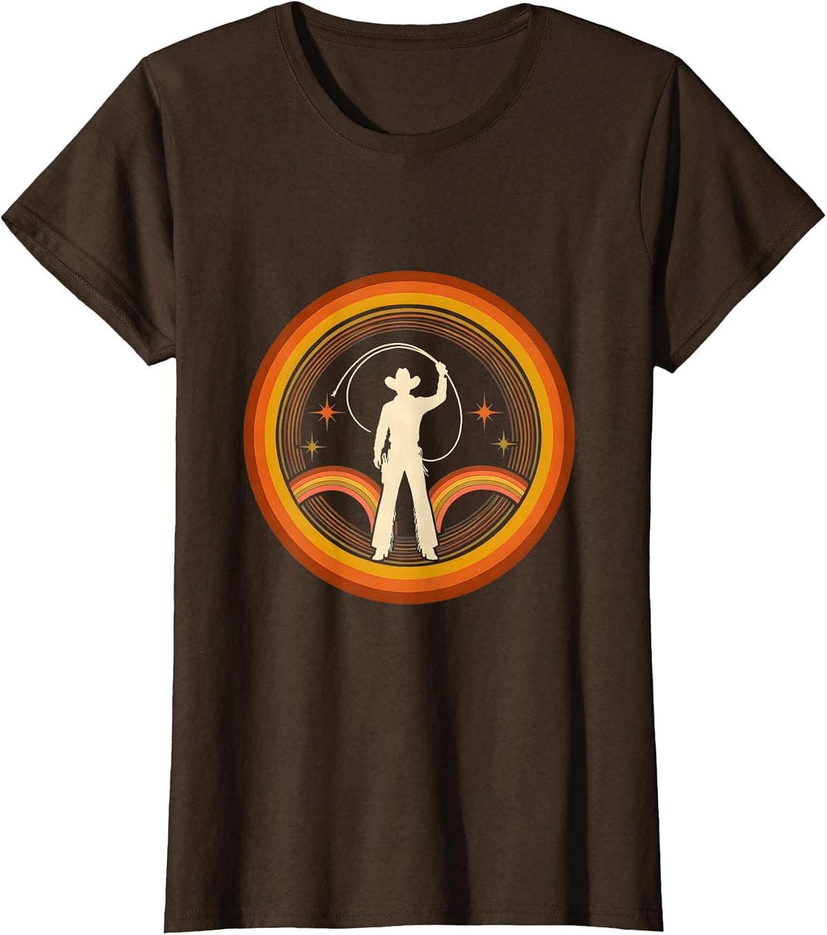 Women's Cowgirl Lasso Twirl Country Music Graphic T-Shirt - Brown