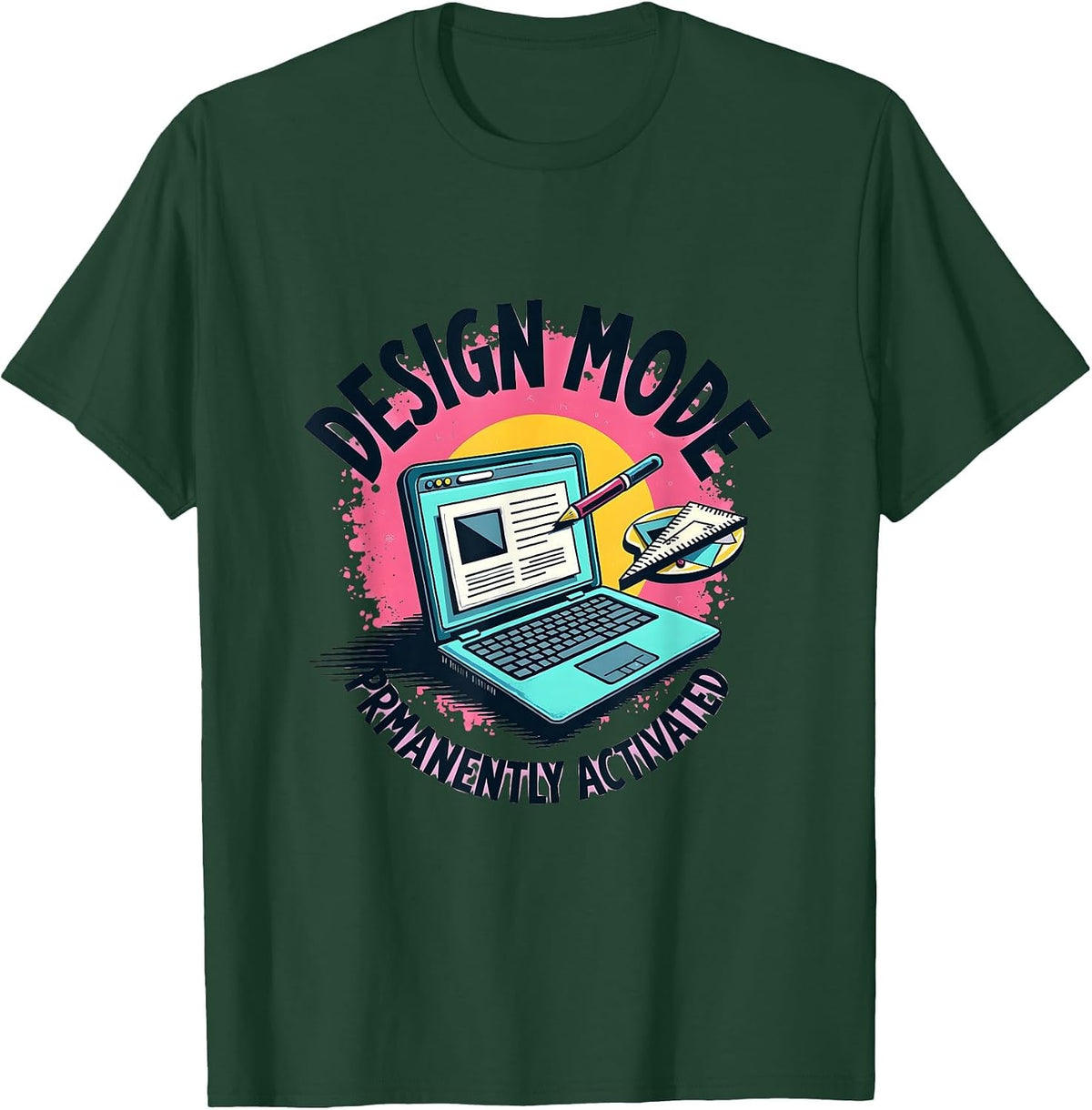 Design Mode Permanently Activated Graphic T-Shirt - Dark Green