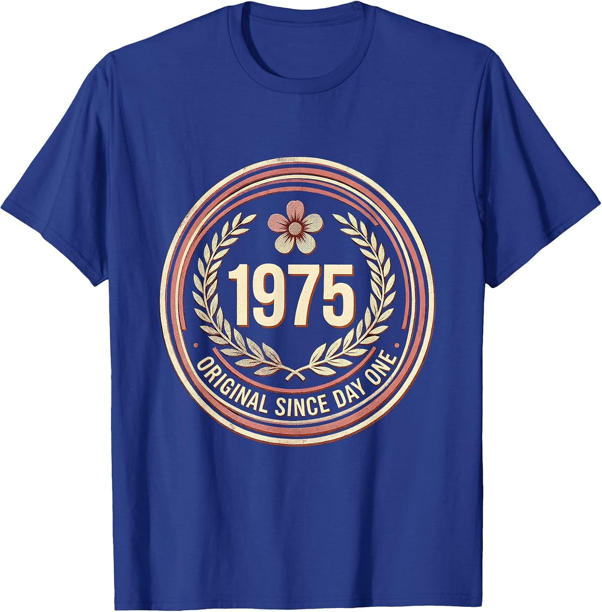 Vintage 1975 Original Since Day One Birthday Design T-Shirt - Royal Blue