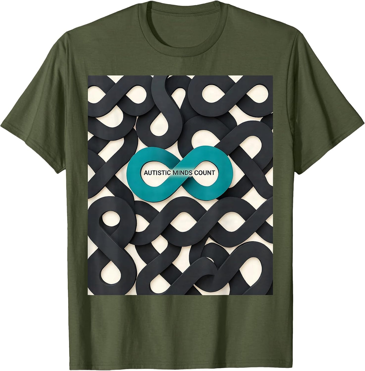 Autistic Minds Count Neurodiversity Awareness Gift T-Shirt - Olive Green