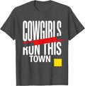 Men's Cowgirls Run This Town Western Graphic Design T-Shirt - Dark Heather Grey