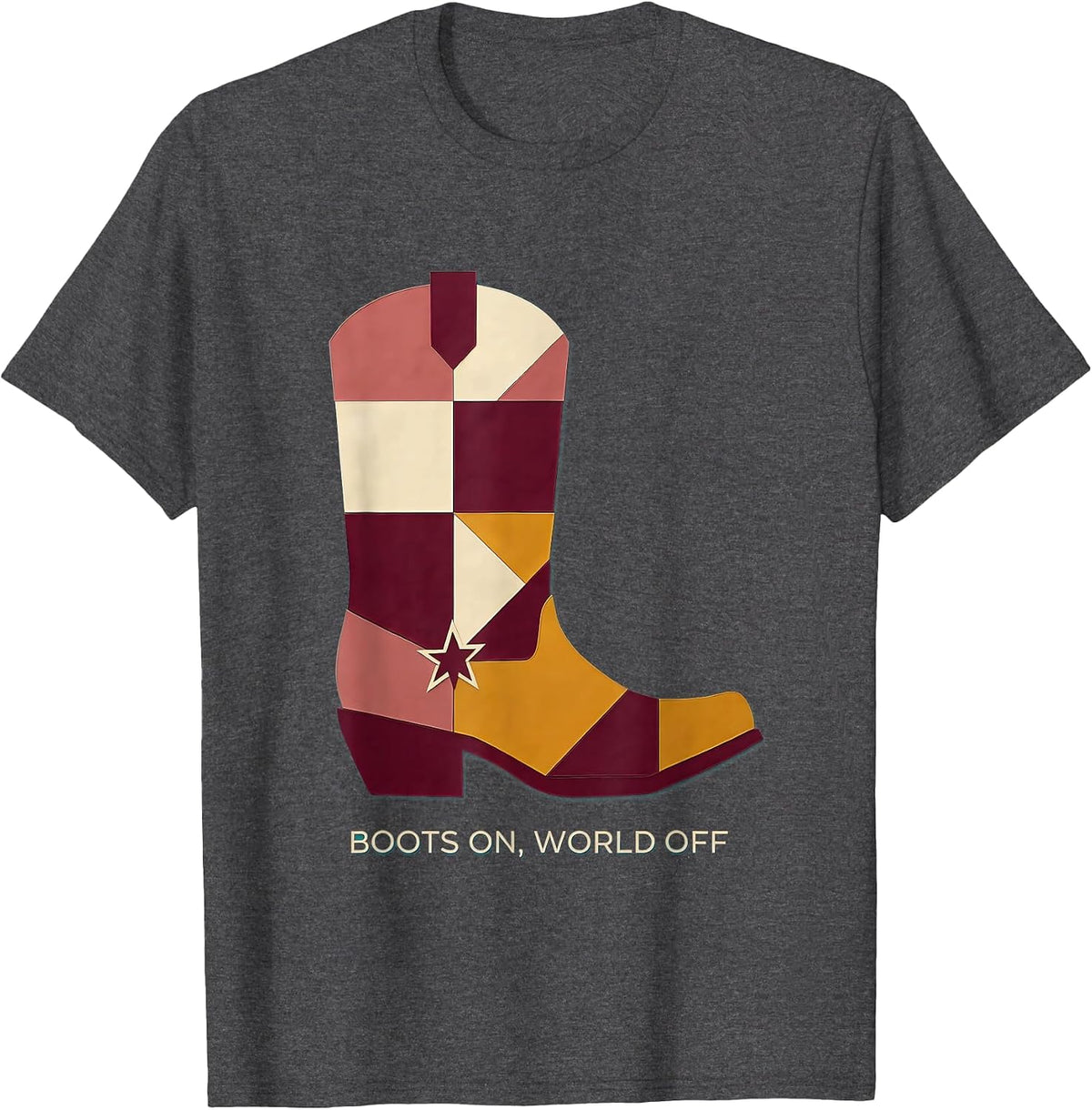 Men's Boots On World Off Girls Cowgirl Design T-Shirt - Dark Heather Grey
