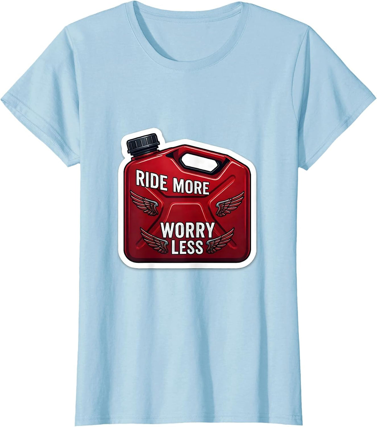 Ride More Worry Less Motorcycle Design T-Shirt - Baby Blue