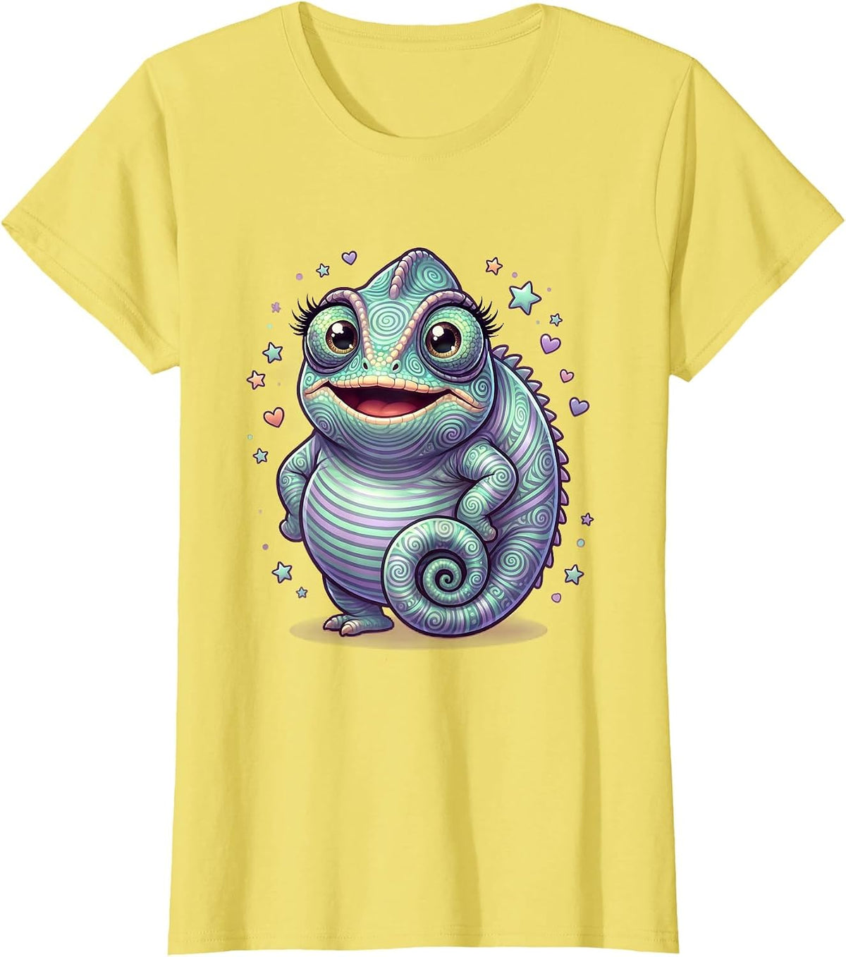 Women's Kids Tie Dye Chameleon Swirling Spiral Pattern T-Shirt - Lemon Yellow