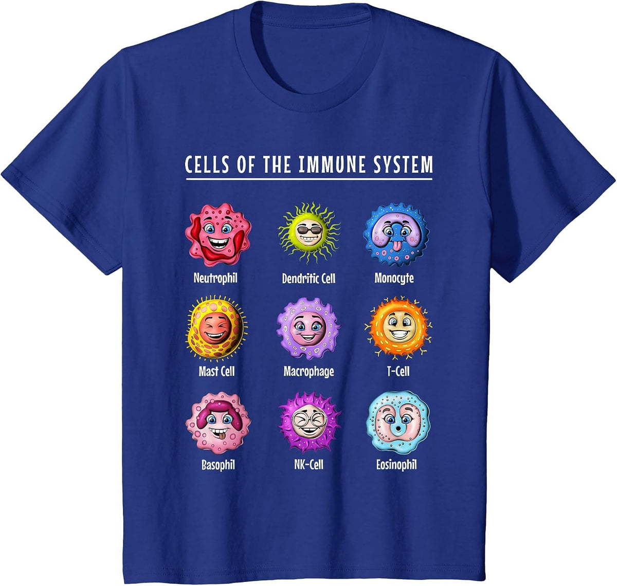 Biology Immune System Cells Funny Science Biology Student T-Shirt - Royal Blue