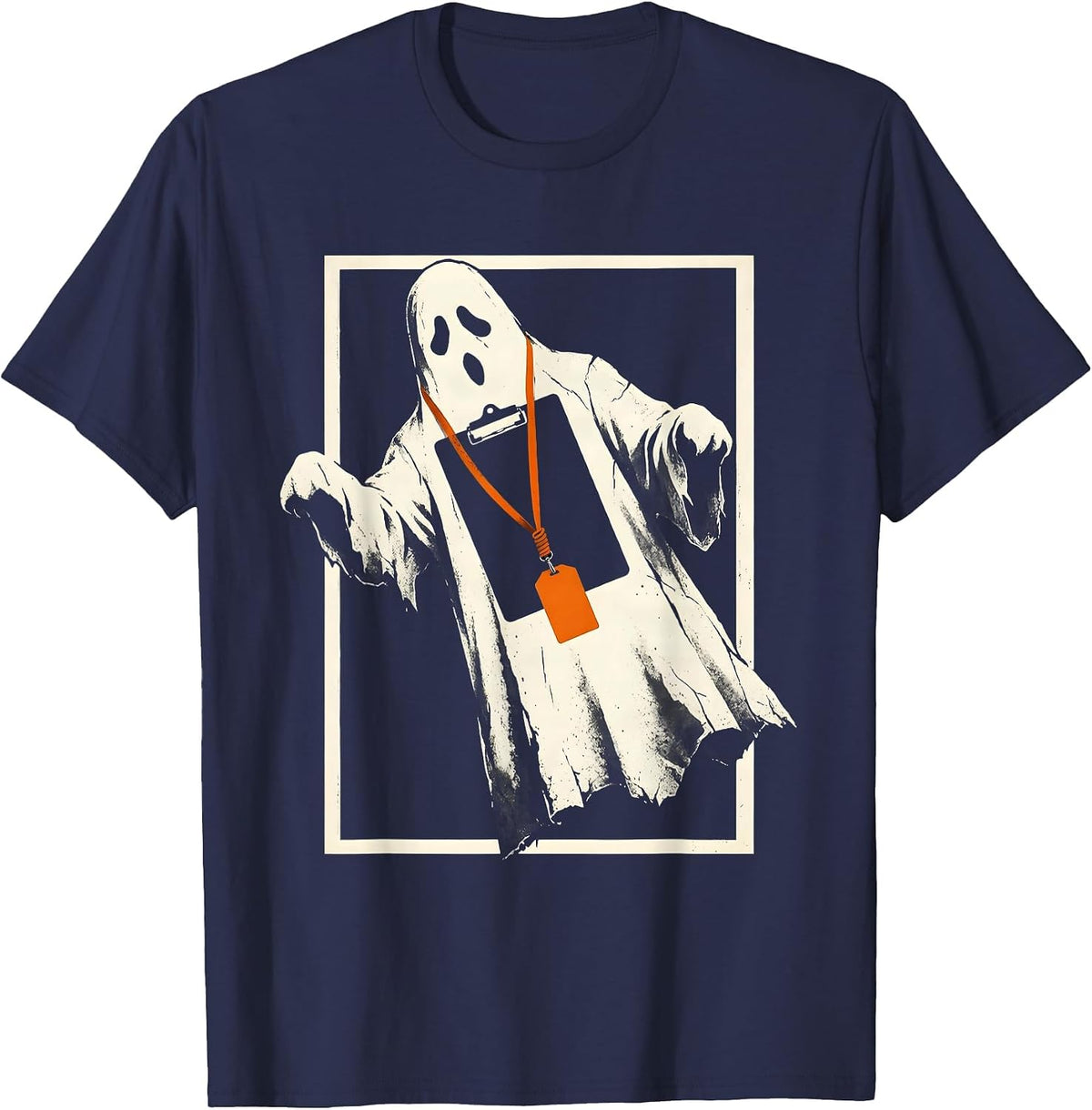 Enlarged Ghost Sheet Para Normal Activities SpEd Teacher T-Shirt - Navy Blue