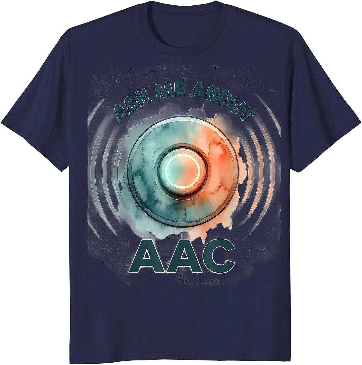 Men's Ask Me About AAC Watercolor Speech Therapy SLP Teacher T-Shirt - Navy Blue