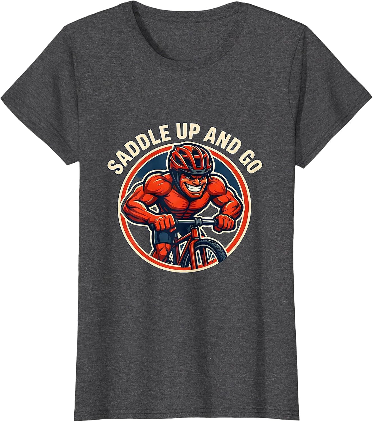 Women's Saddle Up and Go Cycling Graphic Design T-Shirt - Dark Heather Grey