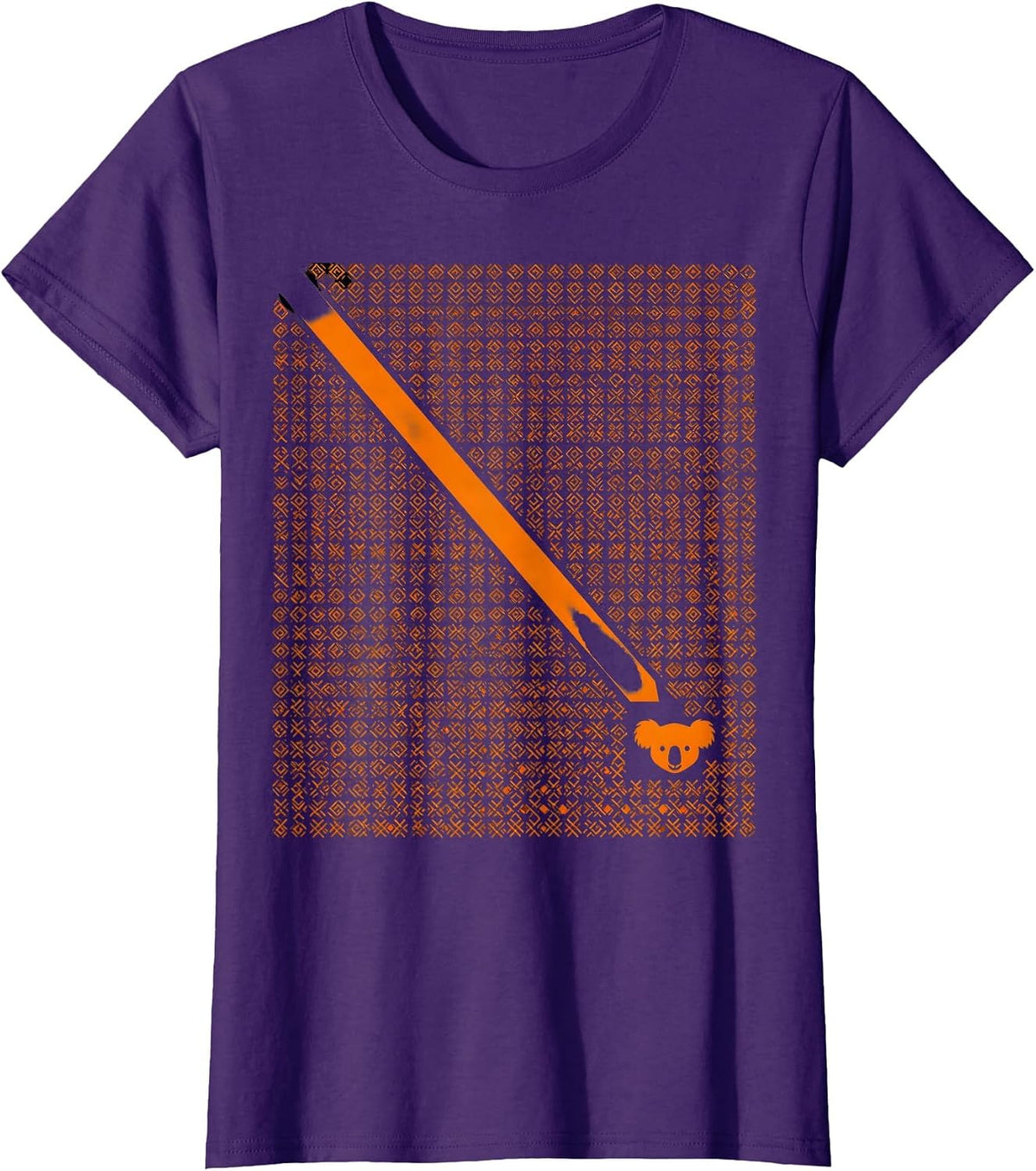Women's Diamond Grid Koala Humor Animal Lover Gift T-Shirt - Purple