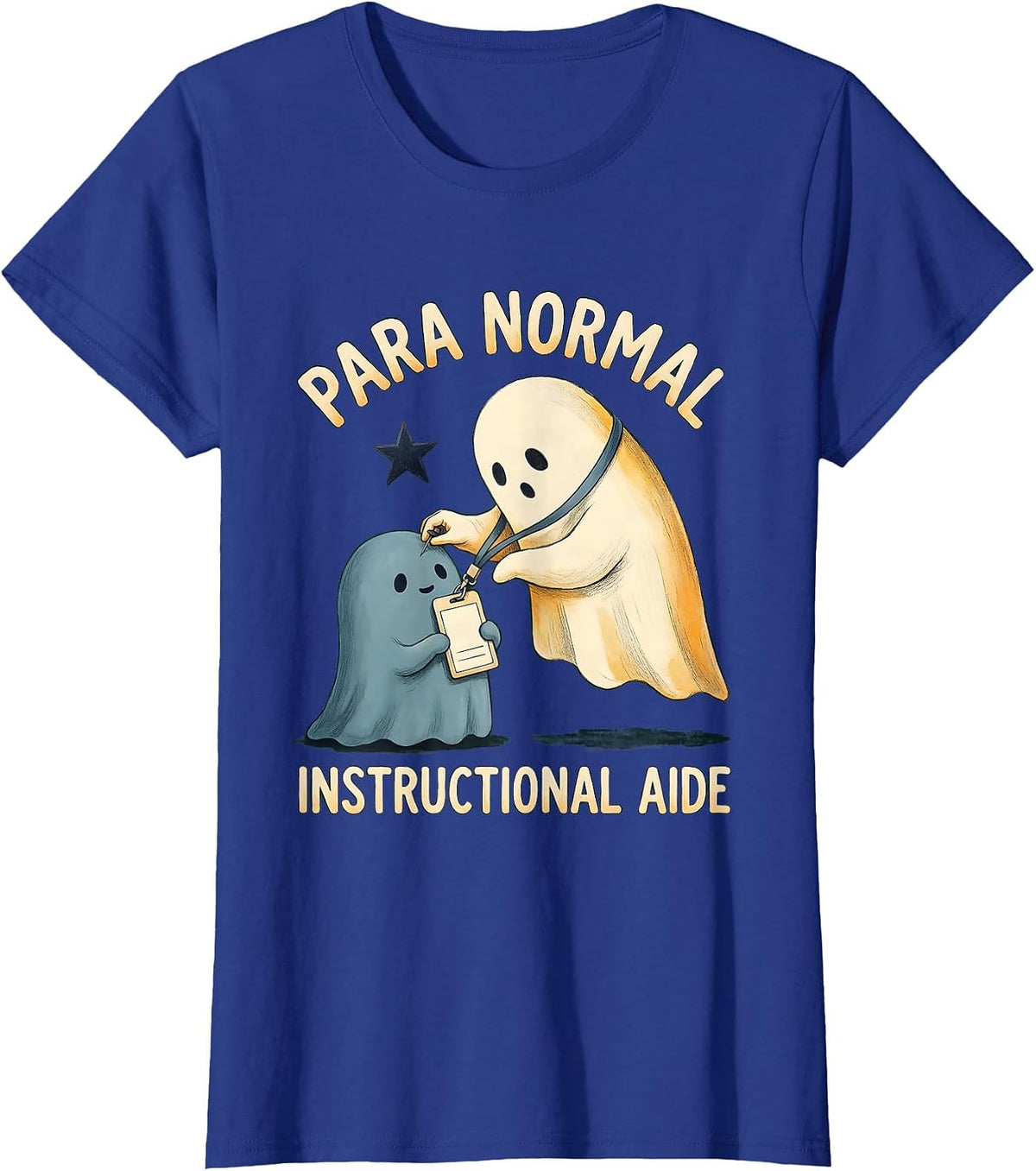 Women's Para Normal Instructional Aide Storybook Ghost Halloween T-Shirt - Royal Blue