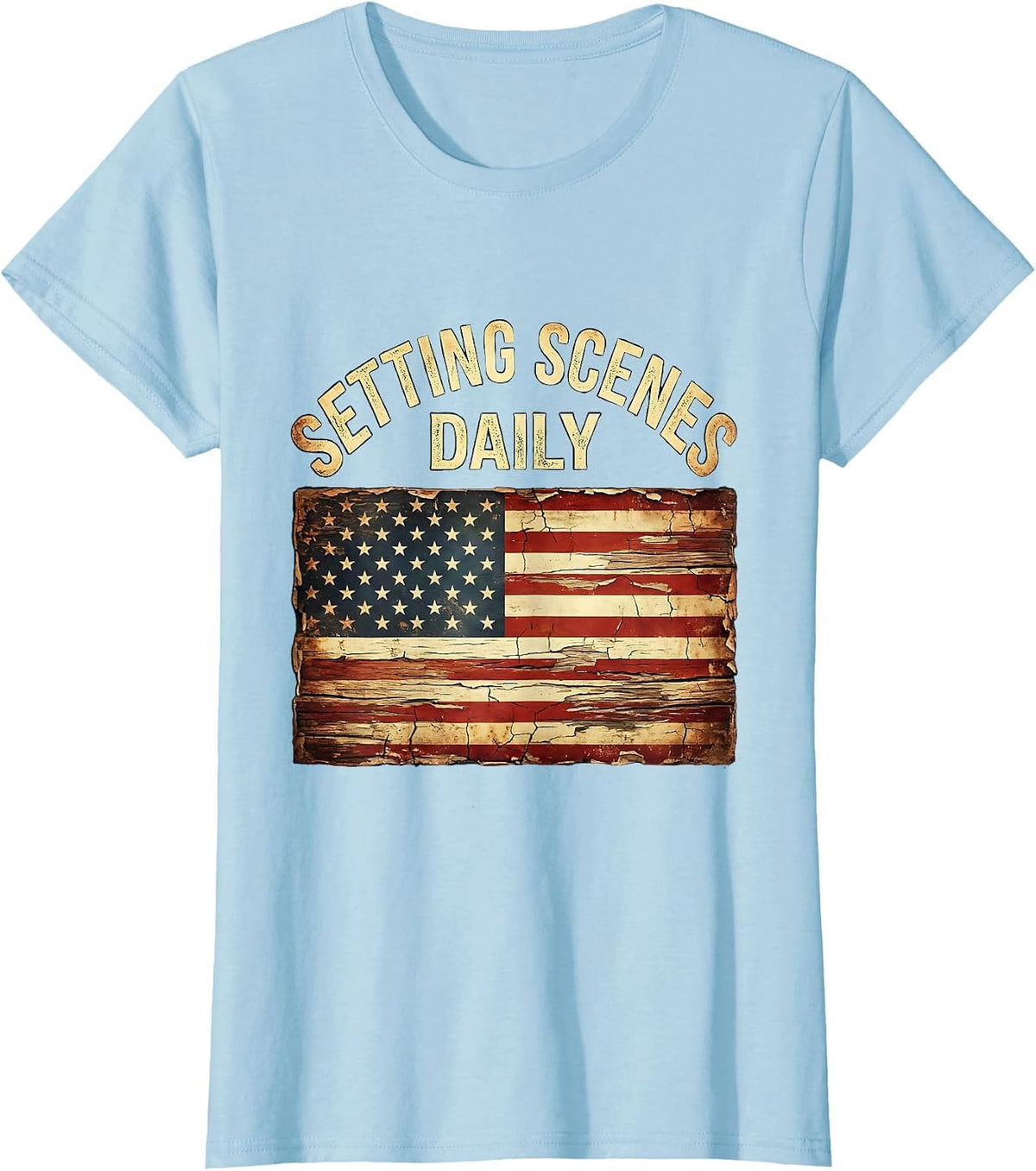 Setting Scenes Daily Graphic Design T-Shirt - Baby Blue