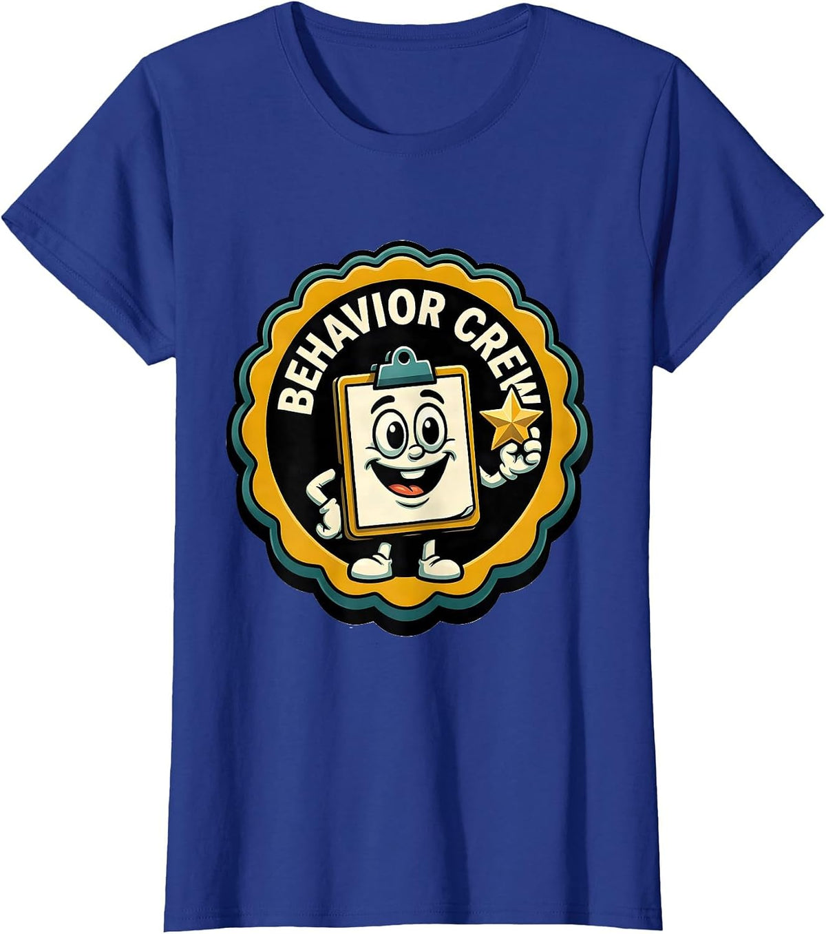 Women's Behavior Crew Retro ABA RBT Therapist Behavior Analyst Humor T-Shirt - Royal Blue