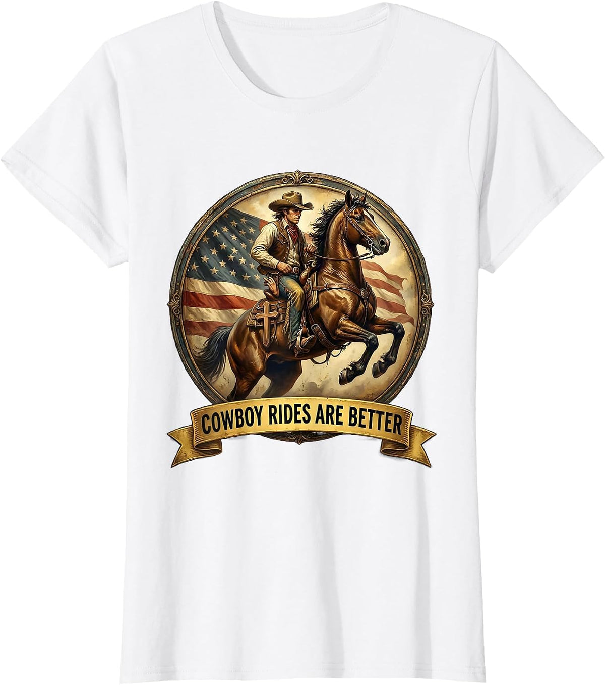 Women's Save A Horse Ride A Cowboy Western Design T-Shirt - White