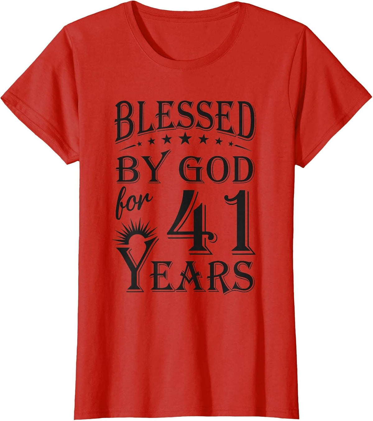 Vintage Blessed by God for 41 Years Happy 41st Birthday T-Shirt - Red