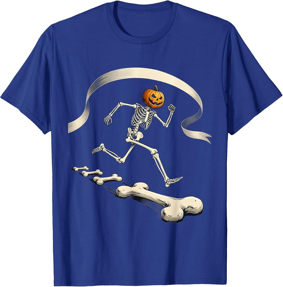 Skeleton Runner Halloween 5K Race Matching T-Shirt - Royal Blue