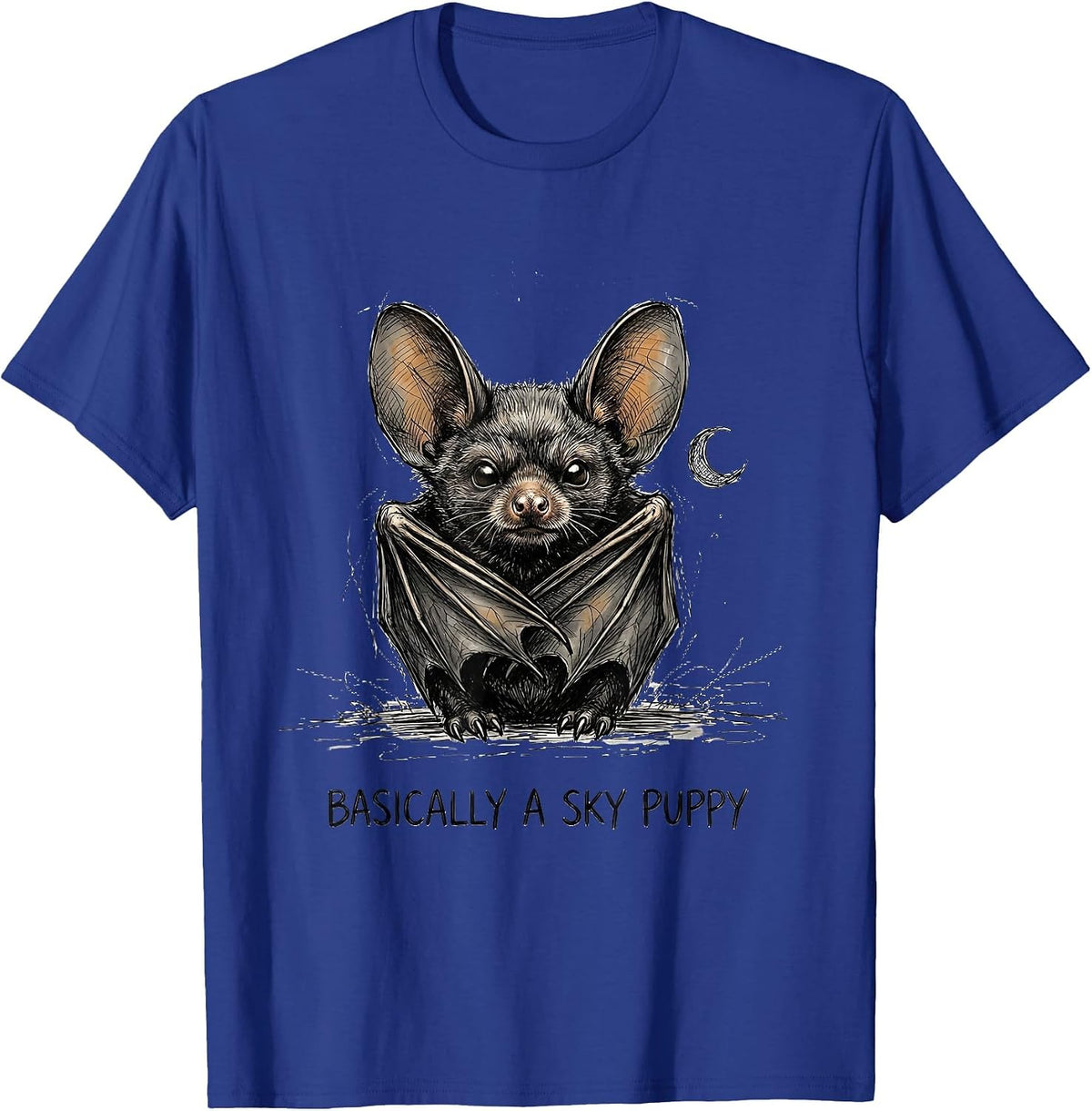 Basically A Sky Puppy Funny Bat Lover Halloween Nature T-Shirt - Royal Blue