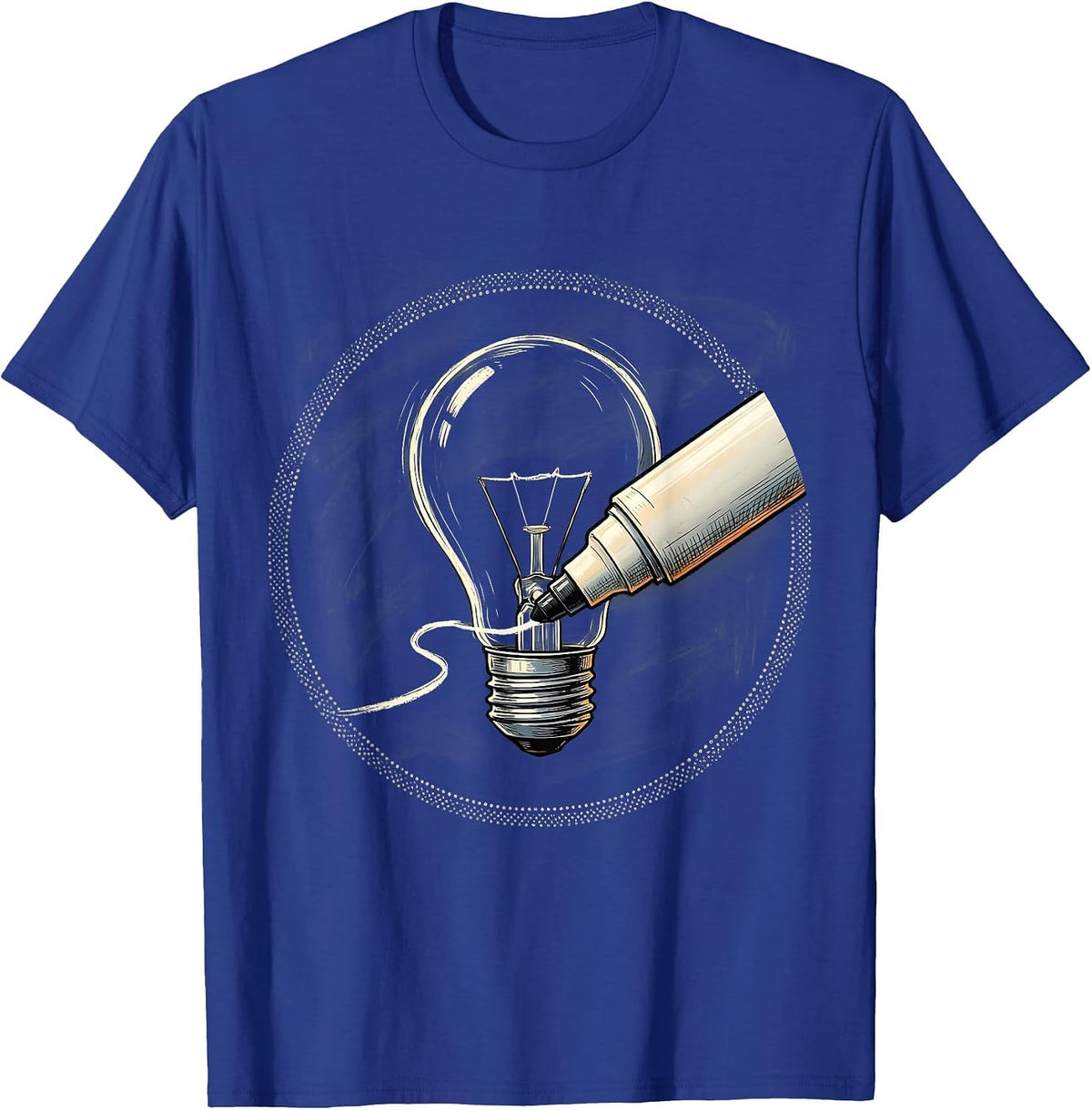 Middle School Teacher Lightbulb Marker Illustration T-Shirt - Royal Blue