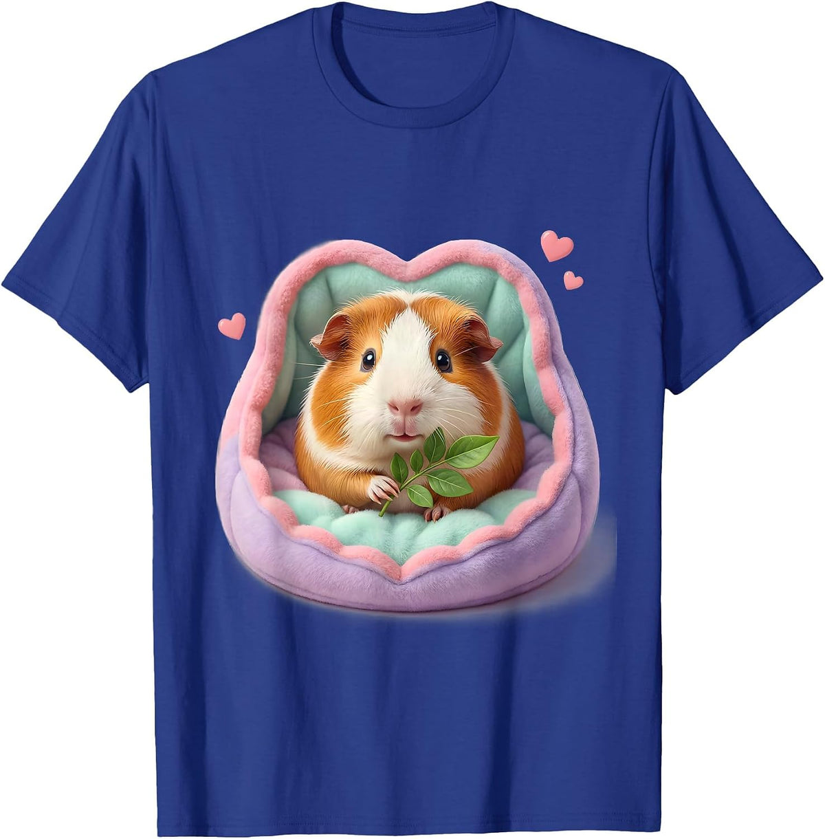 Round Pink Guinea Pig Kawaii Cute Pet Lover Gift T-Shirt - Royal Blue