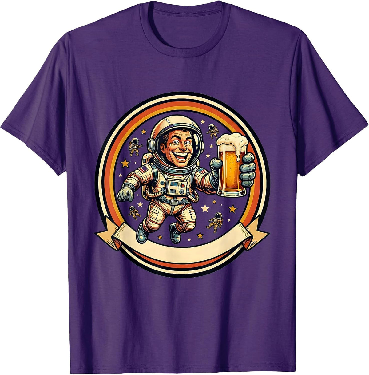 Men's Astronaut Floating With a Pint Glass Beer Design T-Shirt - Purple