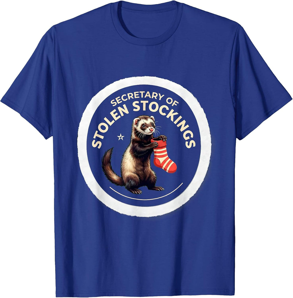 Men's Secretary Of Stolen Stockings Funny Ferret Lover Christmas T-Shirt - Royal Blue