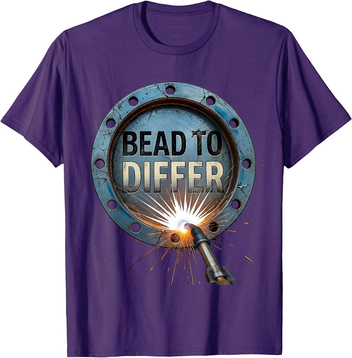 Men's Bead To Differ Distressed Welder Trade Pride Humor T-Shirt - Purple