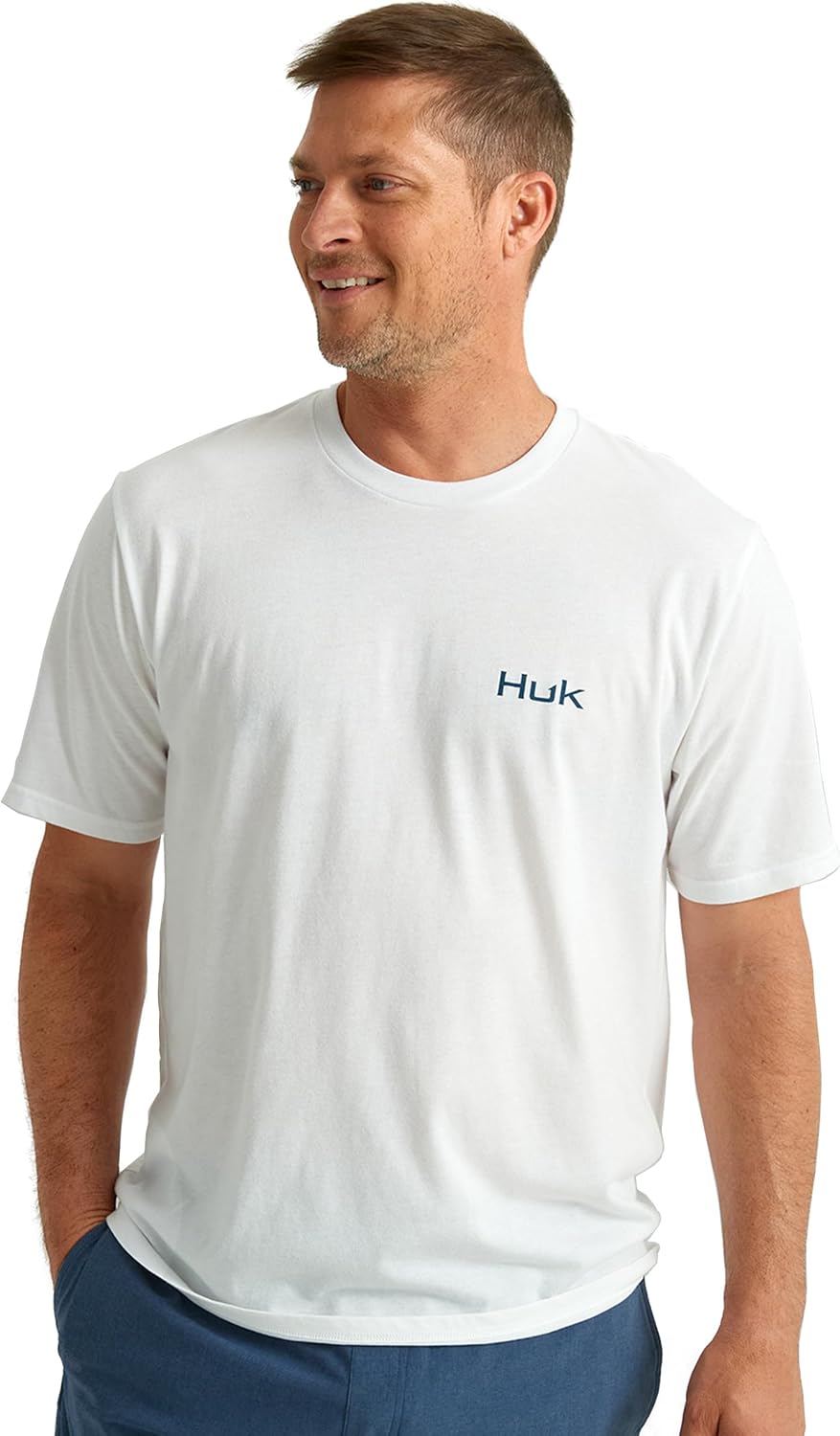 HUK Men's Kc Scott Short Sleeve Tee, Performance Fishing T-Shirt - Painted Stripes - White