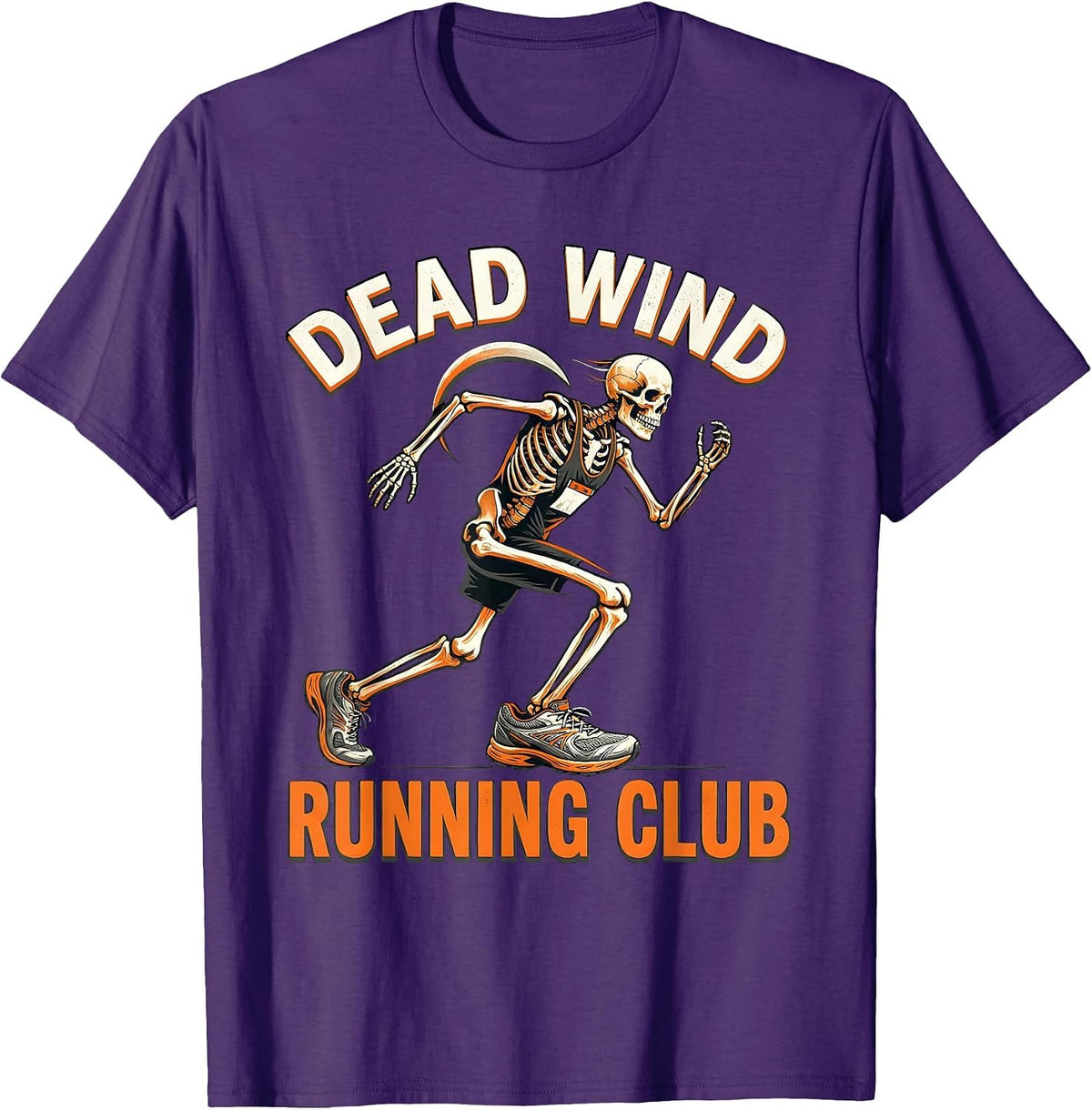 Dead Wind Running Club Funny Halloween Skeleton Runner T-Shirt - Purple