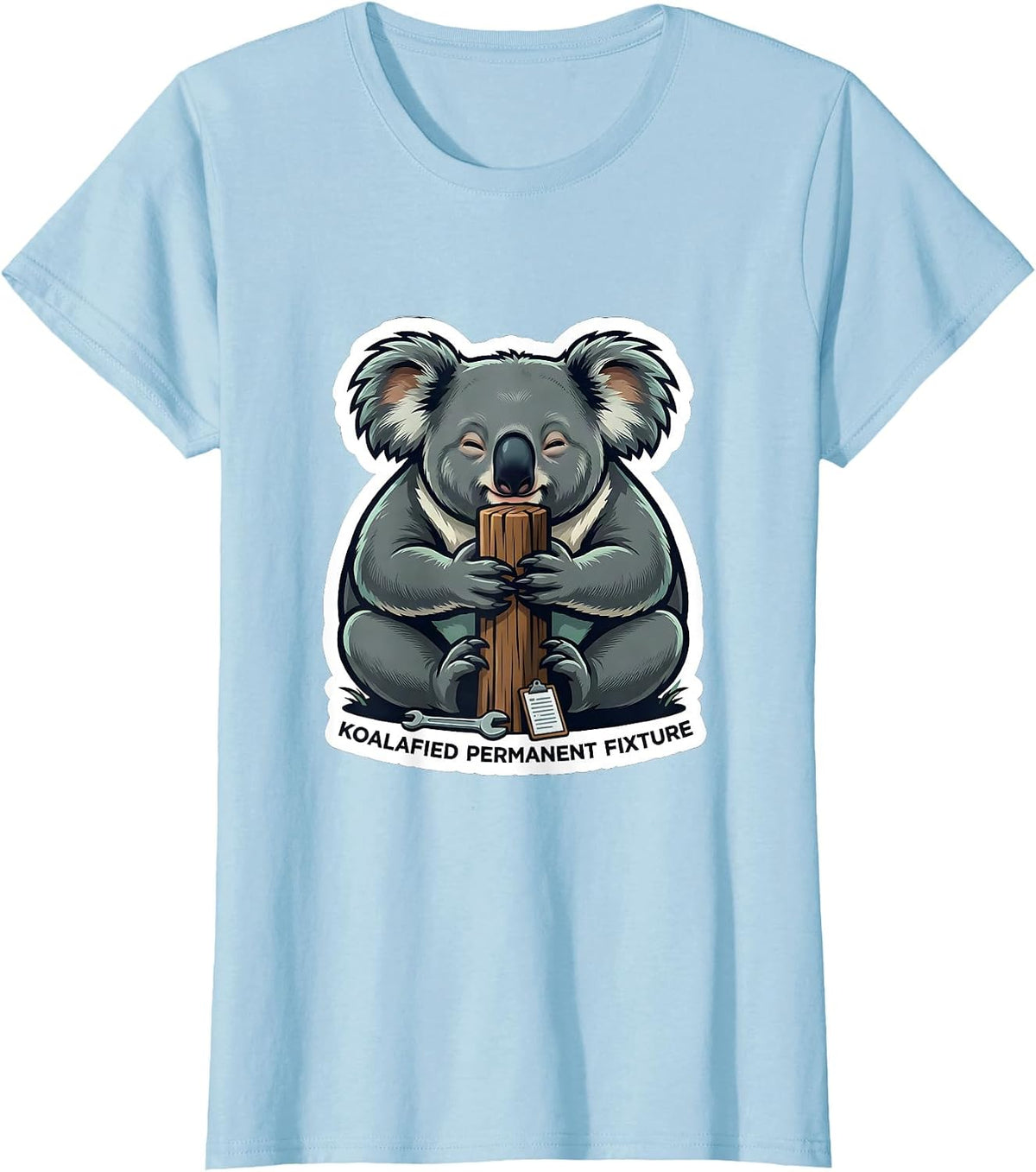 Koalafied Permanent Fixture Funny Koala Lover Cute Animal T-Shirt - Baby Blue