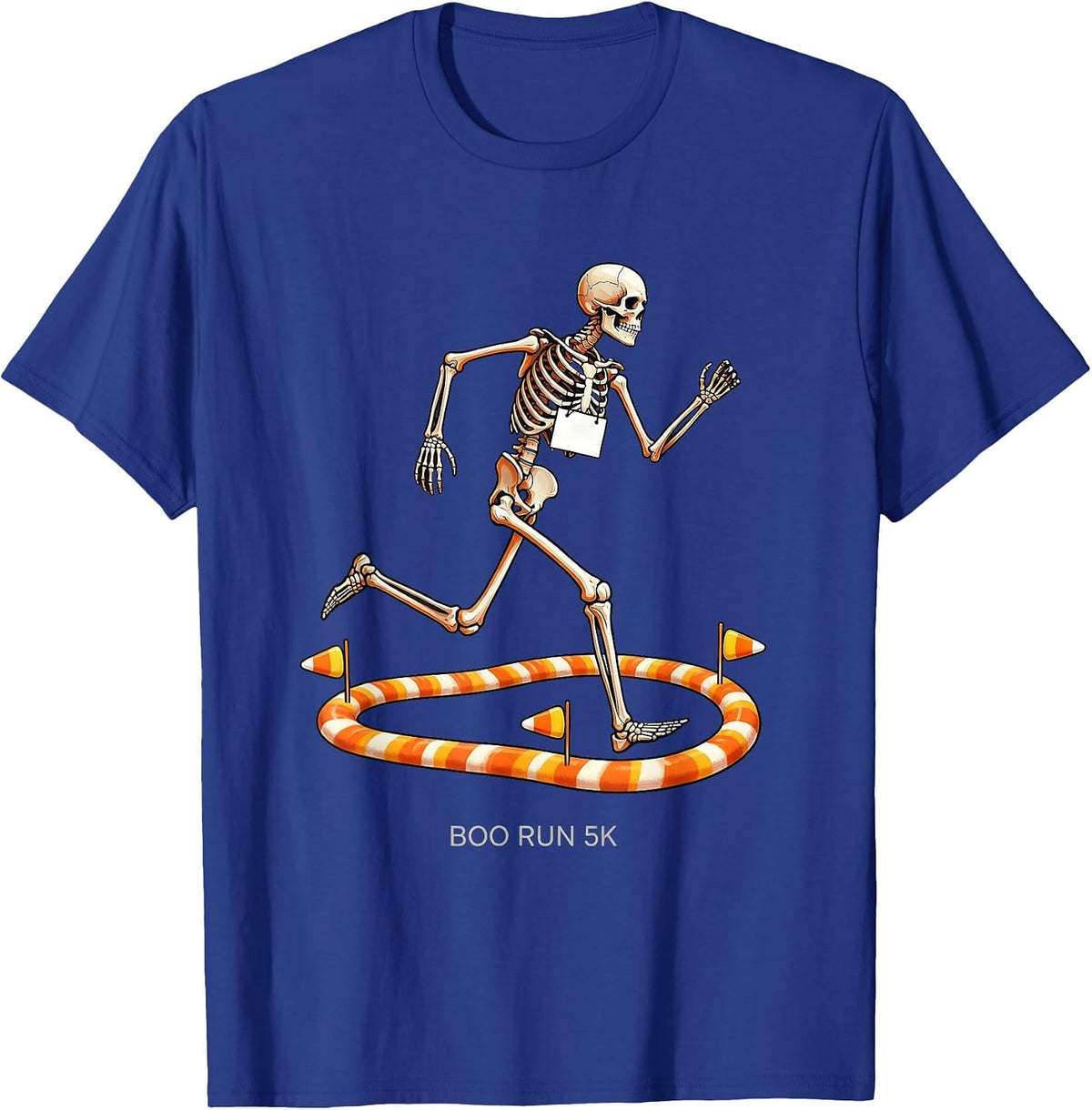 Men's Boo Run 5K Funny Skeleton Halloween Fun Run Matching T-Shirt - Royal Blue