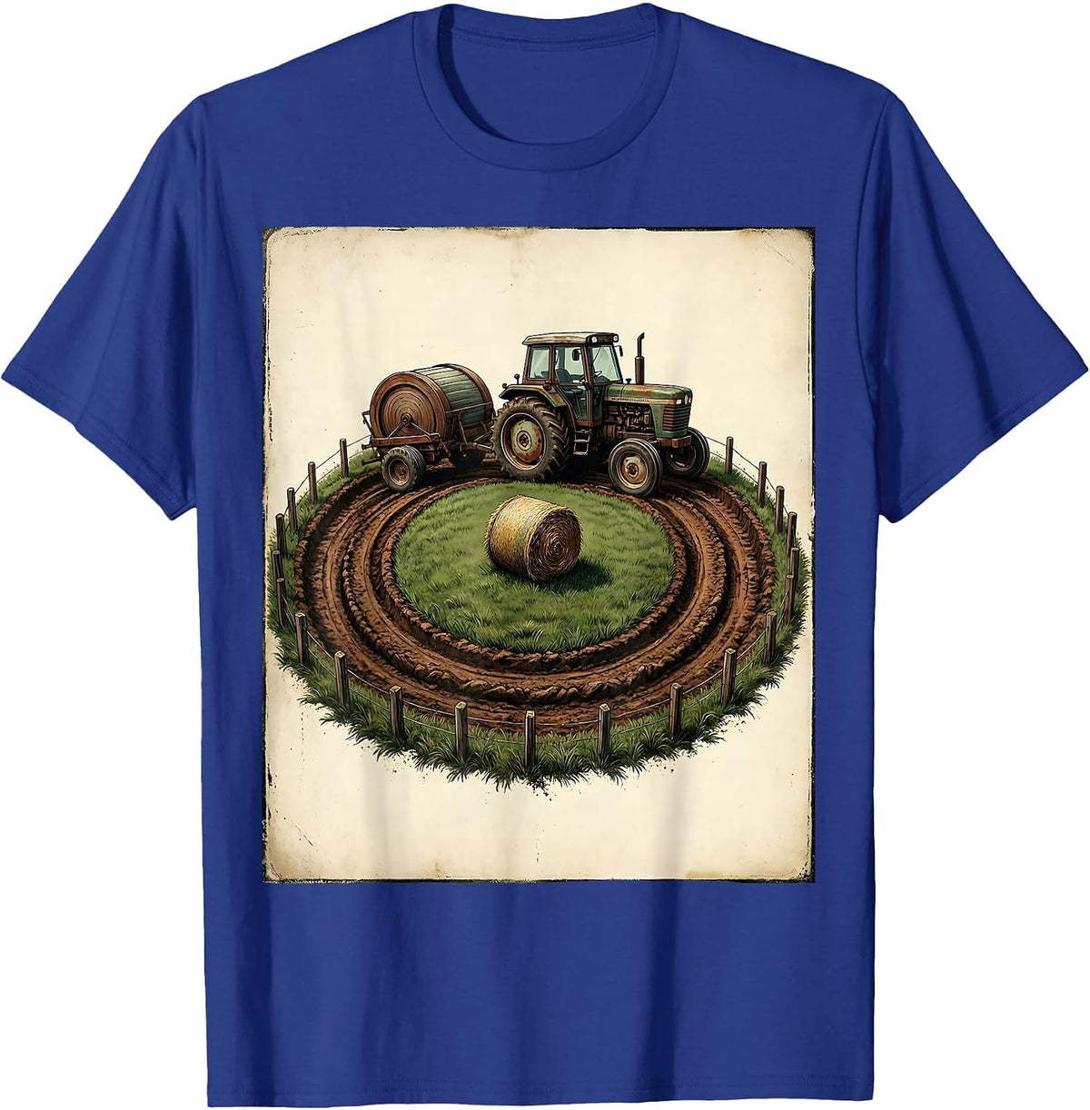 Weathered Farm Tractor Vintage Rural Life Humor T-Shirt - Royal Blue