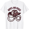 Men's Ropes and Roses Cowgirl Western Design T-Shirt - White