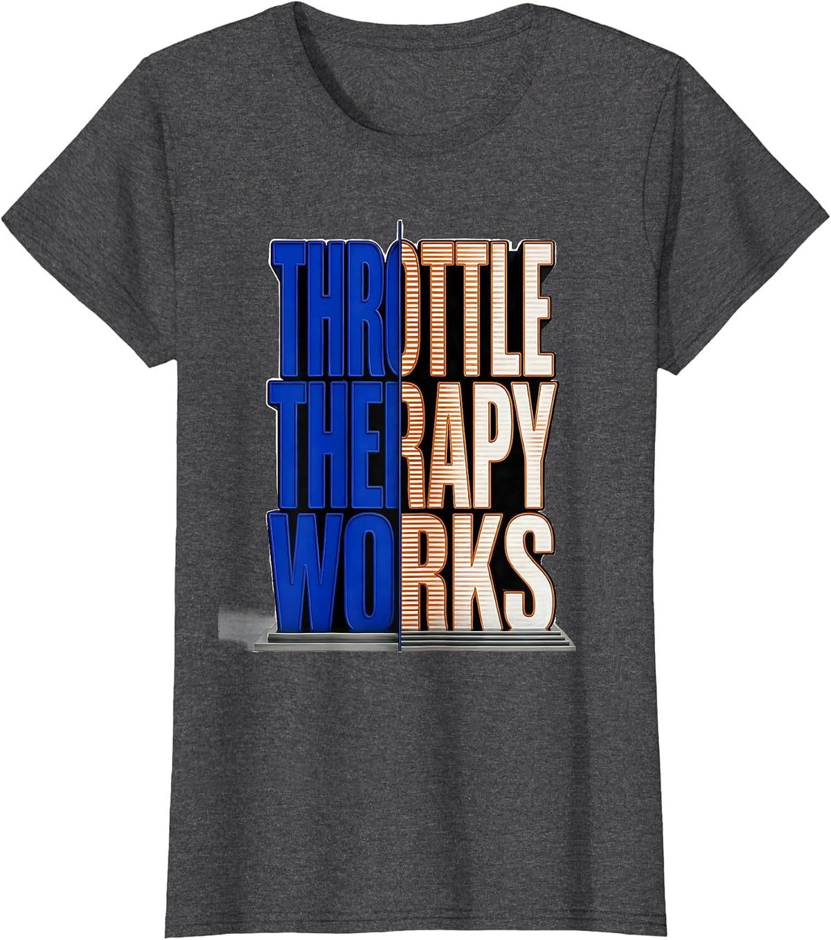 Women's Throttle Therapy Works Motorcycle Riding Design T-Shirt - Dark Heather Grey