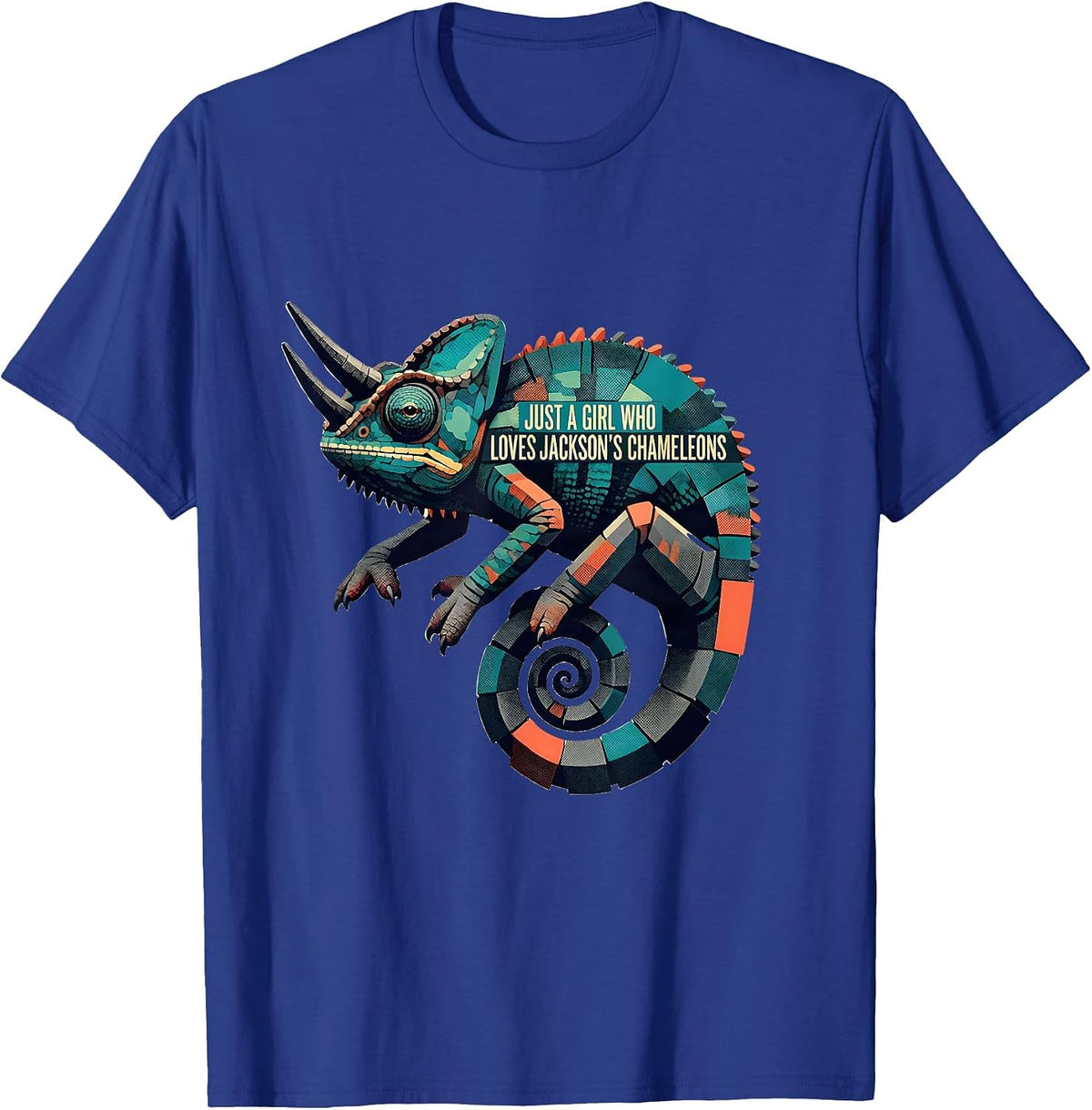 Just A Girl Who Loves Jackson's Chameleons Reptile Lover T-Shirt - Royal Blue
