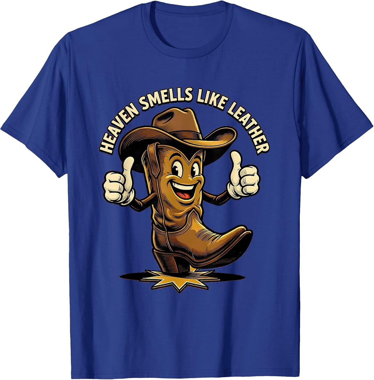 Heaven Smells Like Leather Cowboy Design T-Shirt - Royal Blue