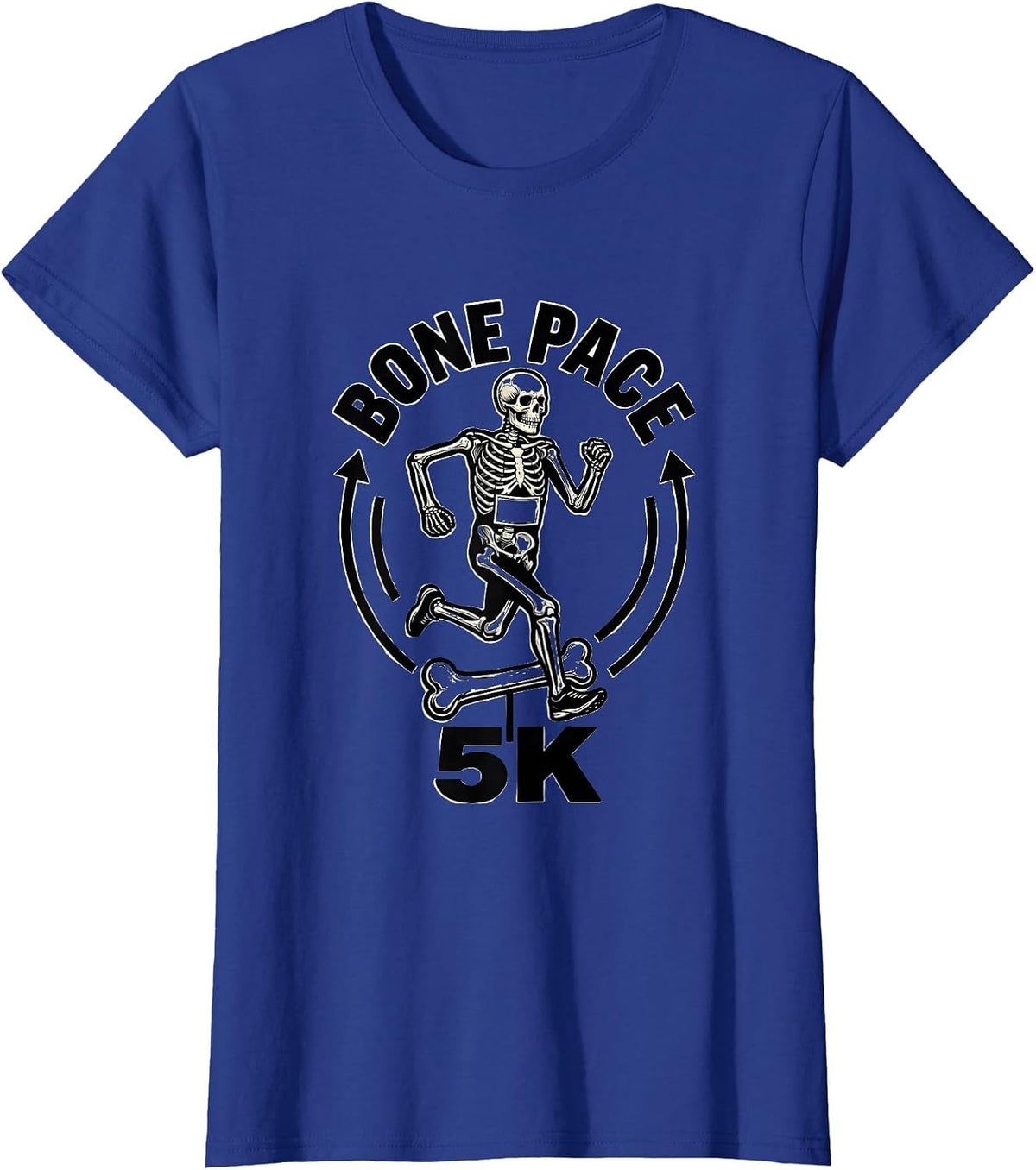 Women's Bone Pace 5K Funny Skeleton Runner Halloween Fun Run T-Shirt - Royal Blue