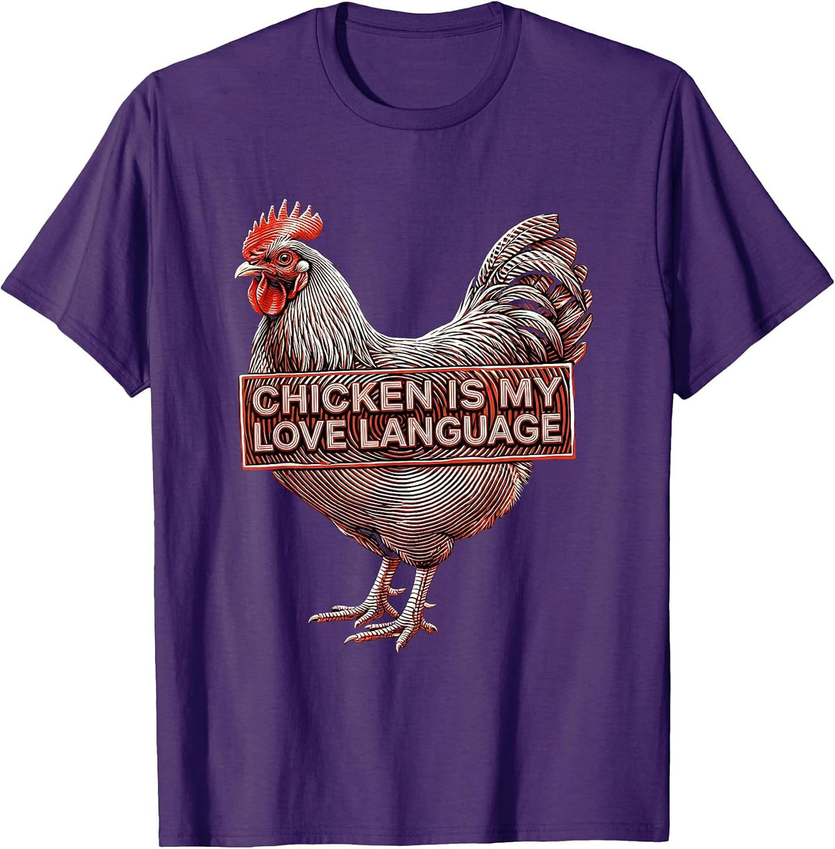 Men's Chicken Is My Love Language Funny Poultry Design T-Shirt - Purple