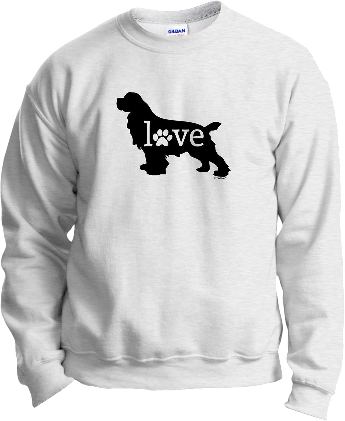 Cocker Spaniel Love Dog Paw Prints Crewneck Sweatshirt - Ash
