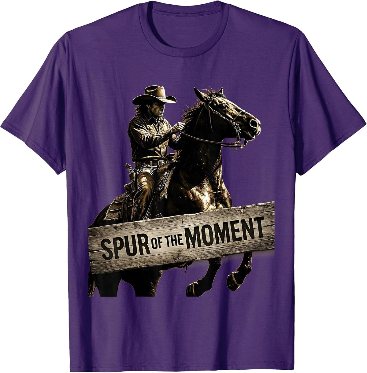 Men's Spur of the Moment Cowgirl Graphic Design T-Shirt - Purple
