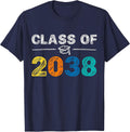 Class of 2038 Grow with Me First Day of School Graduation T-Shirt - Navy Blue