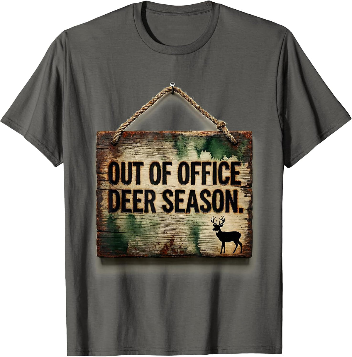 Out Of Office Deer Season Vintage Hunting Dad Gift T-Shirt - Asphalt Grey