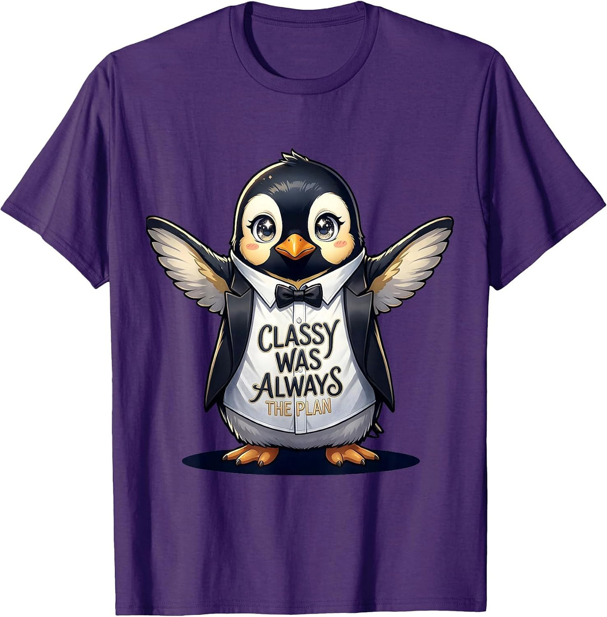 Classy Was Always the Plan Tuxedo Design T-Shirt - Purple