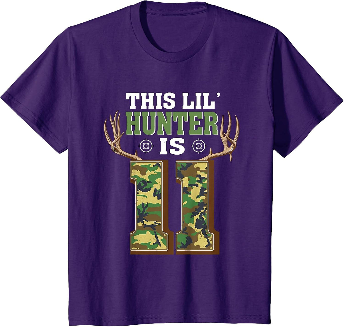 11th Birthday Hunting Deer 11 Year Old Hunter T-Shirt - Purple
