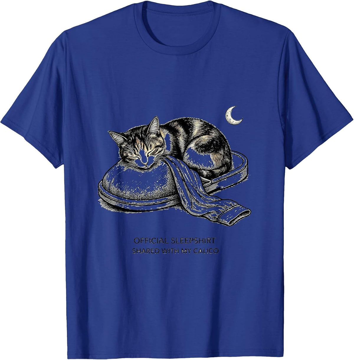 Men's Official Sleepshirt, Shared With My Calico Cat Lover T-Shirt - Royal Blue