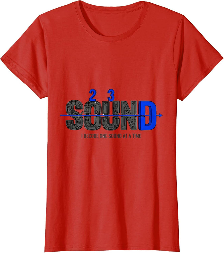 Women's I Decode One Sound At A Time Dyslexia Teacher Awareness T-Shirt - Red