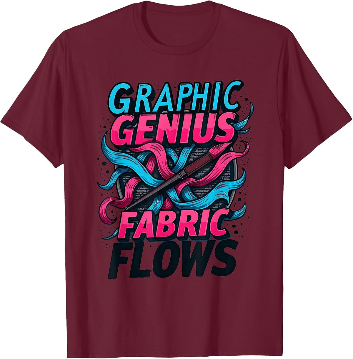 Graphic Genius Fabric Flows Creative Design T-Shirt - Burgundy