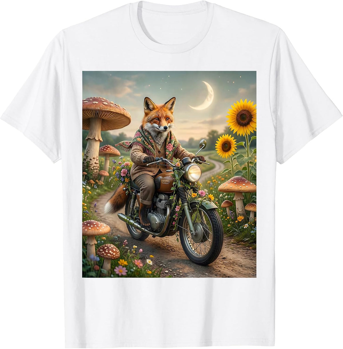 Grandma Motorcycle Open Road Graphic Tee T-Shirt - White