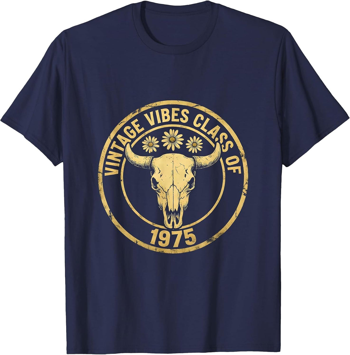 Men's Vintage Vibes Class of 1975 Retro Design T-Shirt - Navy Blue
