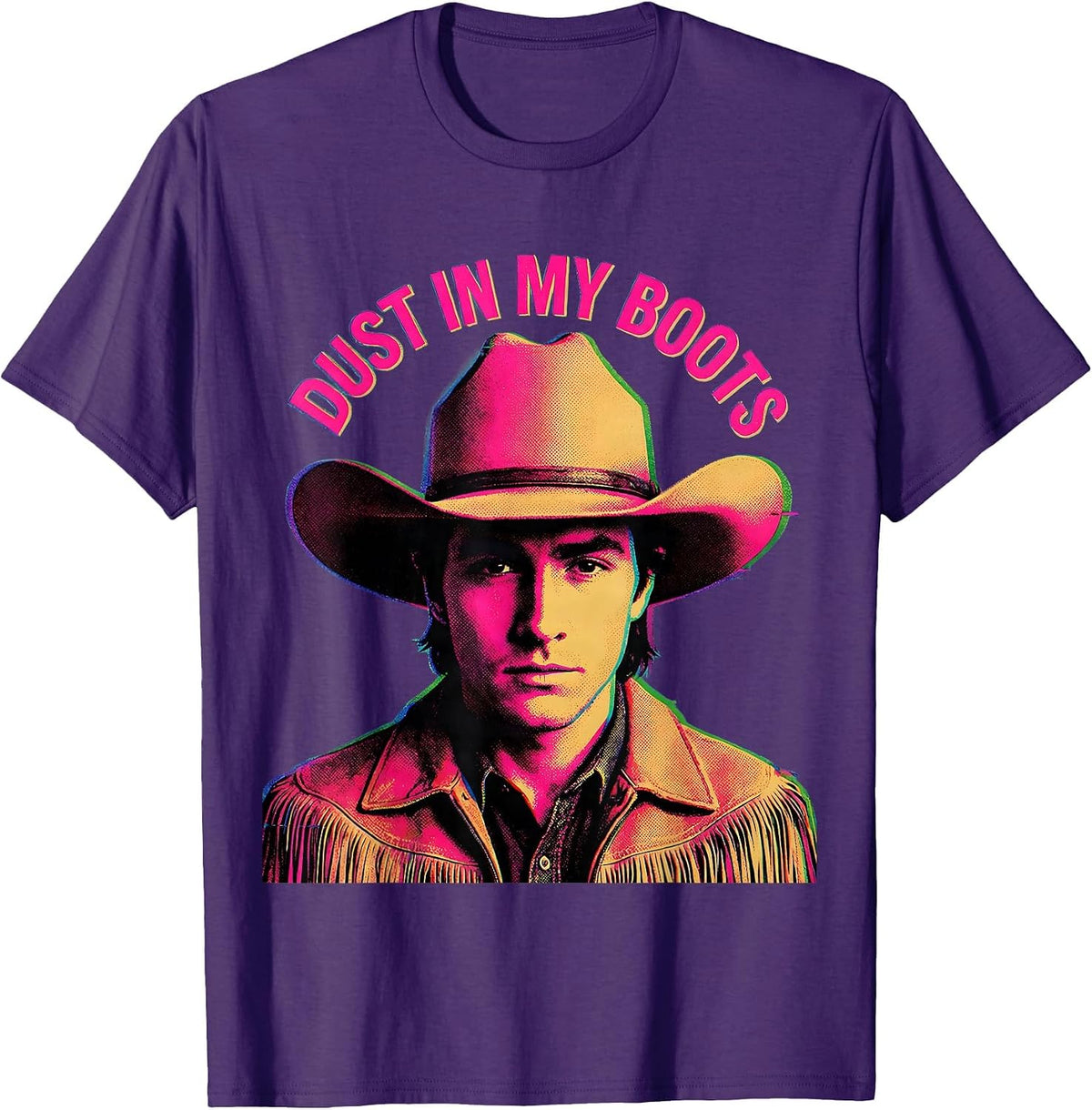 Dust In My Boots White Cowgirl Western Design T-Shirt - Purple