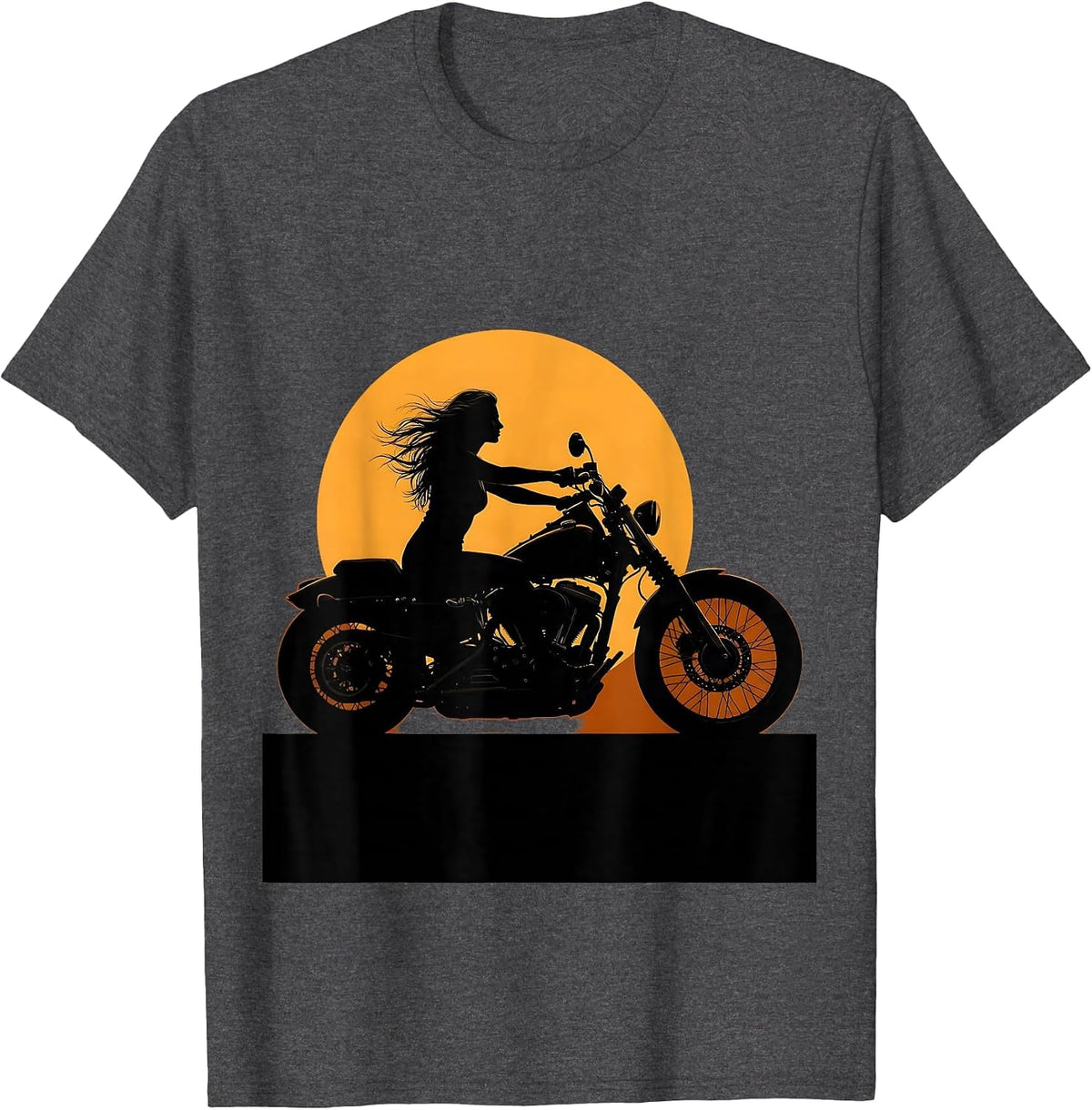 Woman Rider Cruiser Motorcycle Sunset Graphic T-Shirt - Dark Heather Grey
