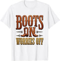 Boots On Worries Off Cowgirl Design T-Shirt - White